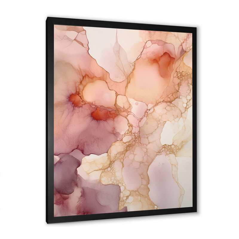 Liquides lumineux rose doré, Cadre simple noir, H 32 po x l 16 po x P 1 po