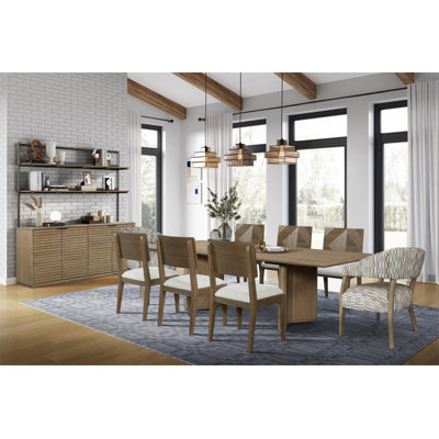 Angled Double Pedestal Extendable Dining Table in Wheat – American White Oak Veneer