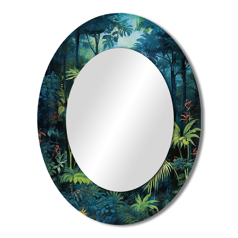 Jungle Expedition - Landscapes Oval Decorative Mirror On Metal, 43" x 33"
