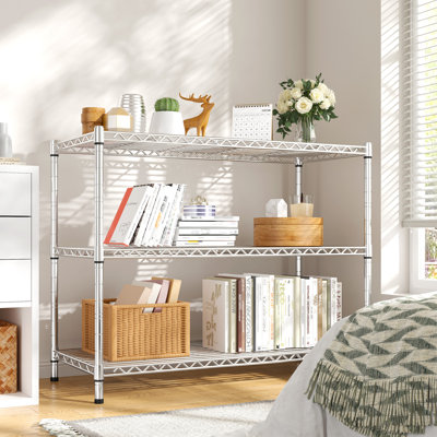 35.6"w Wire Storage Shelving Unit, 14"d Adjustable Storage Rack For Kitchen,pantry,closet, Black