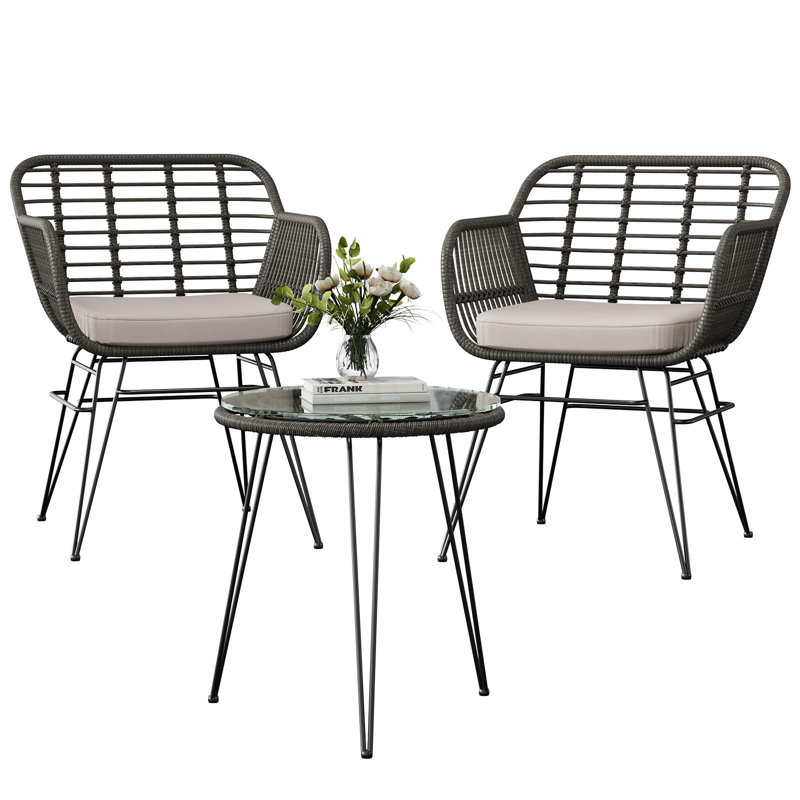 Patio Dining Set with, Gray, Beige