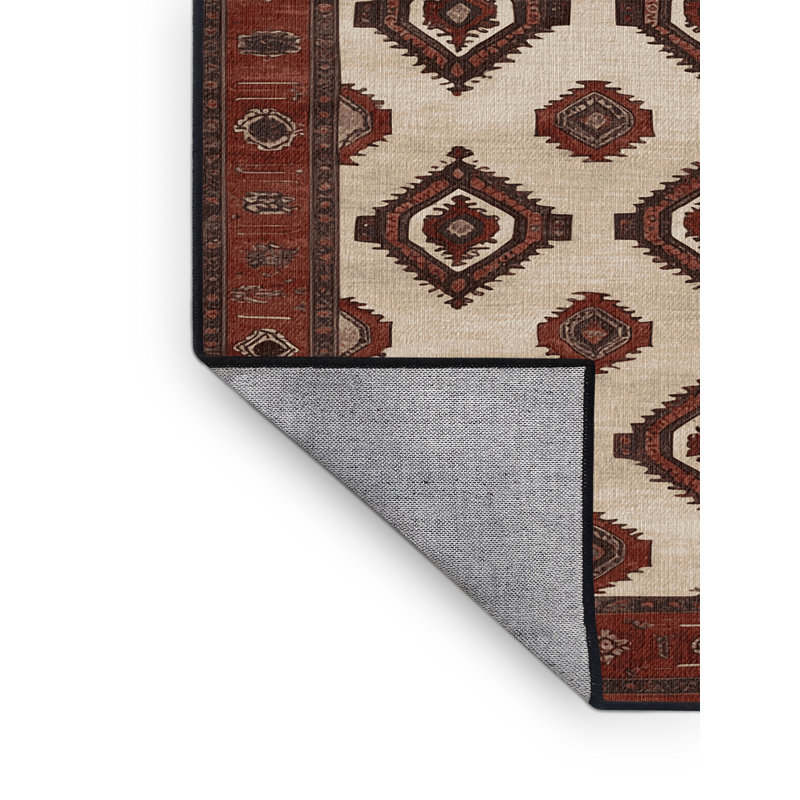 Machine Washable Persian Black Area Rug, Square 6'