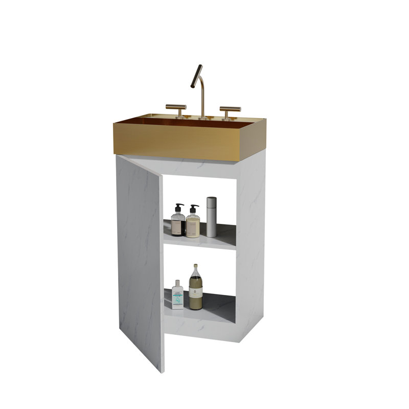 Meuble-lavabo autoportant pour salle de bain moderne Gada, Blanc