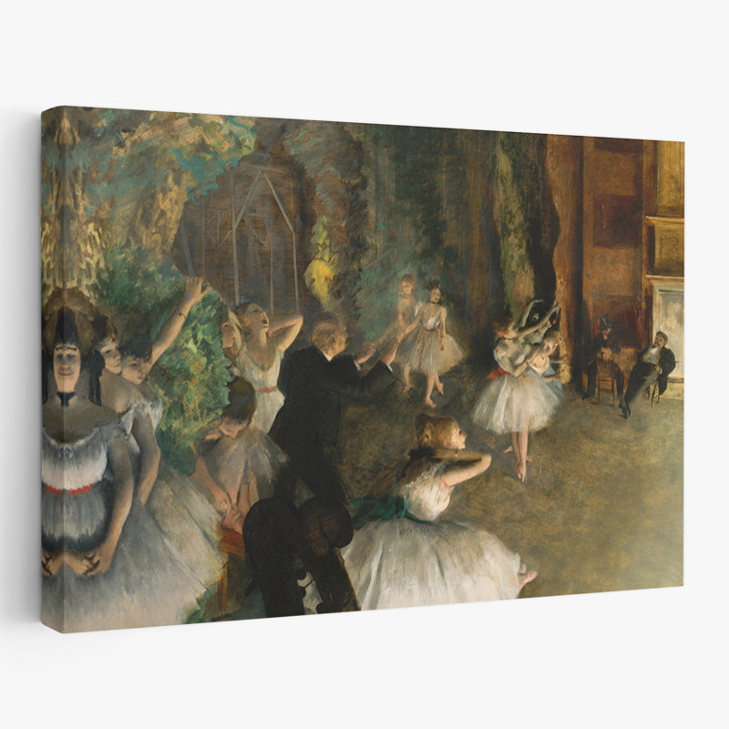 La répétition du ballet sur scène - Danse figurative du musée, art post-impressionniste, H 24 po x l 36 po