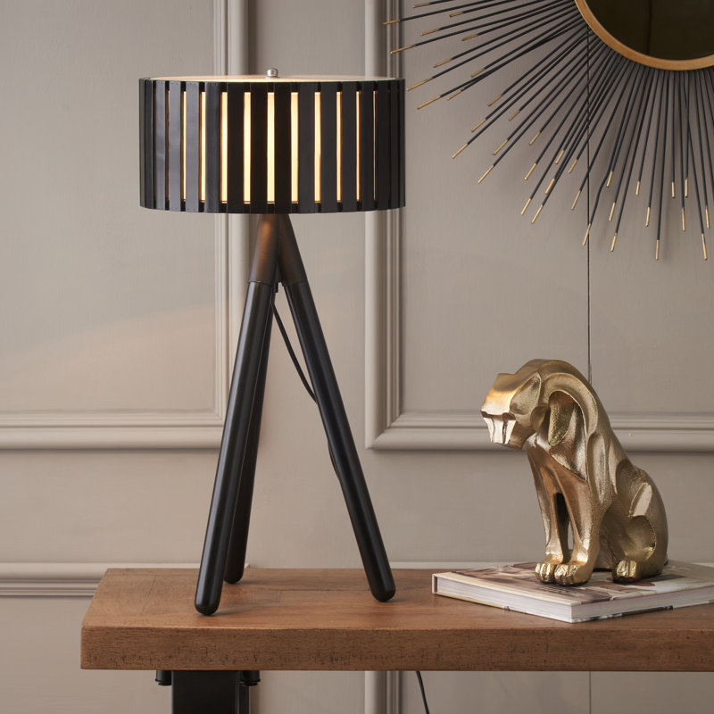 Rabanne Wood Tripod Lamp, Black