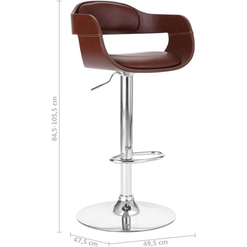 Tabouret de bar contemporain pivotant réglable avec siège et dossier rembourrés