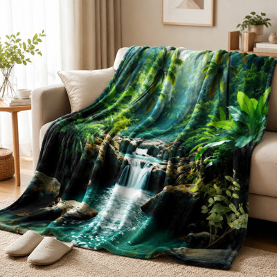 Couverture en molleton Tropical Waterfall Landscape