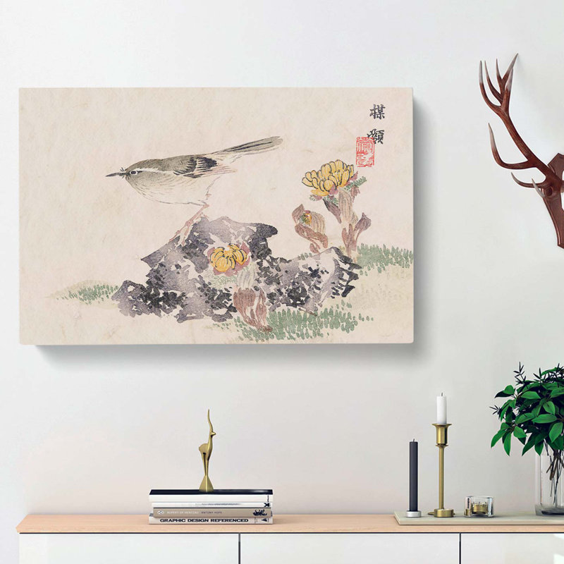 Bird upon the Rock by Kono Bairei - Wrapped Canvas, 50cm H x 76cm W x 3cm D