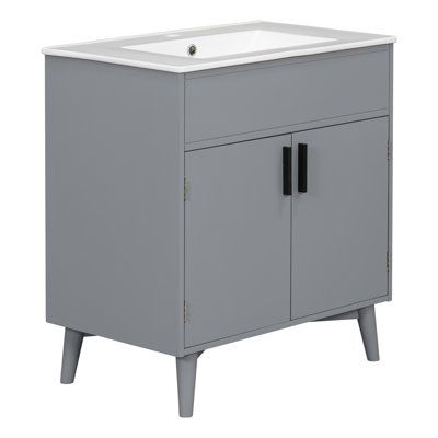 Meuble-lavabo simple 30 po avec plateau en bois manufacturé Hinderk