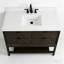 Meuble-lavabo autoportant en bois massif brun foncé 48 po avec plateau en marbre d'ingénierie-180781426