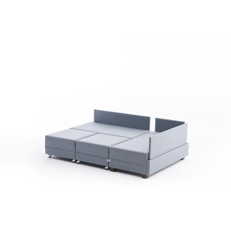 Canapé modulaire 4 pièces Highlawn, Face à la gauche, 100 % coton bleu