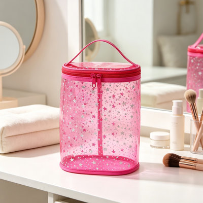 P lastic storage b ox Star Patterned Transparent Water Repellent Travel Storage Bag Large Capacity Makeup Bag PVC Toiletries Storage Bag Portable Storage Bag