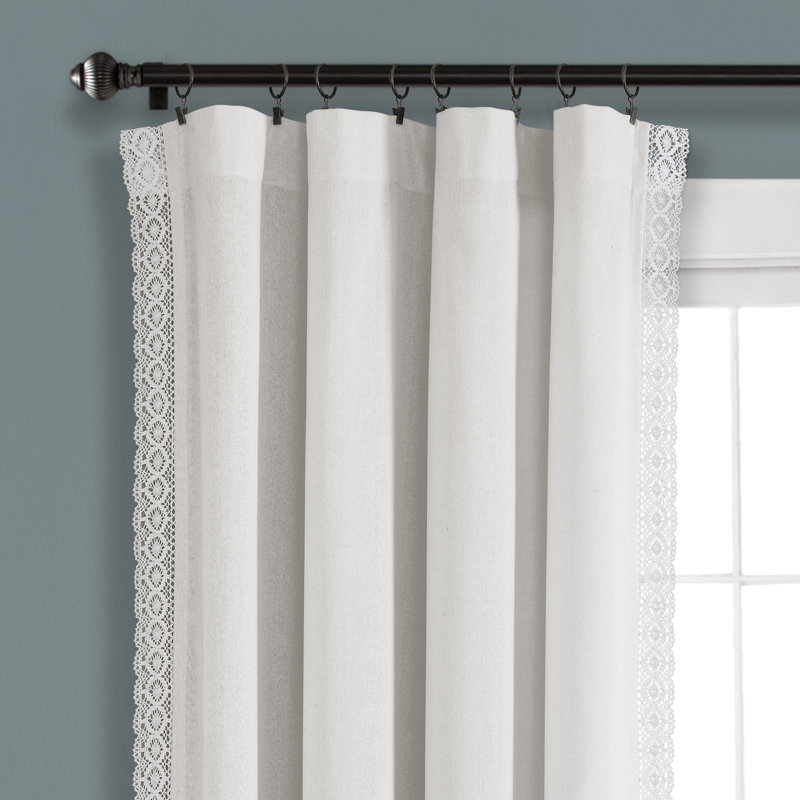 Cotton Blend Semi Sheer Curtain, White, 137cm W x 241cm L