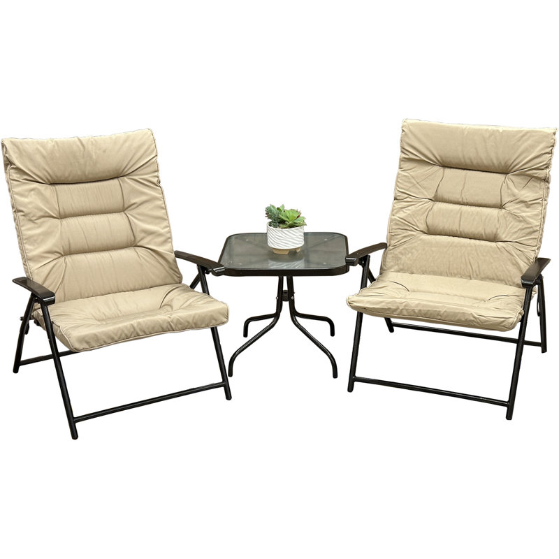  Ensembles pliants rembourrés pour patio, Beige