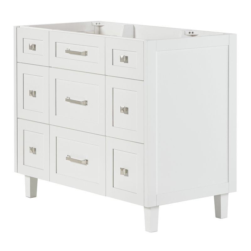 Meuble-lavabo simple ARIEL Monreau 42 po en bois massif blanc, Blanc