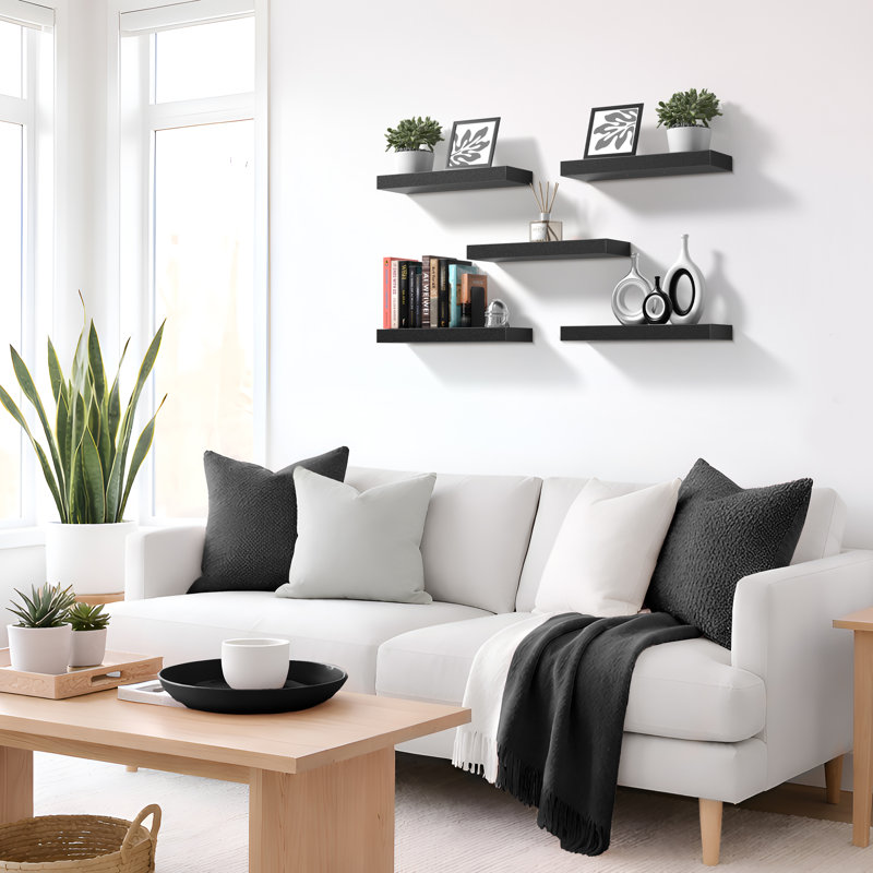 Ensemble de 2 tablettes flottantes Chorb Sorbus, Noir, noir, noir, noir