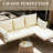 Outdoor L-Shaped Patio Rattan Furniture Set, 3-Piece Conversation Set-538545337