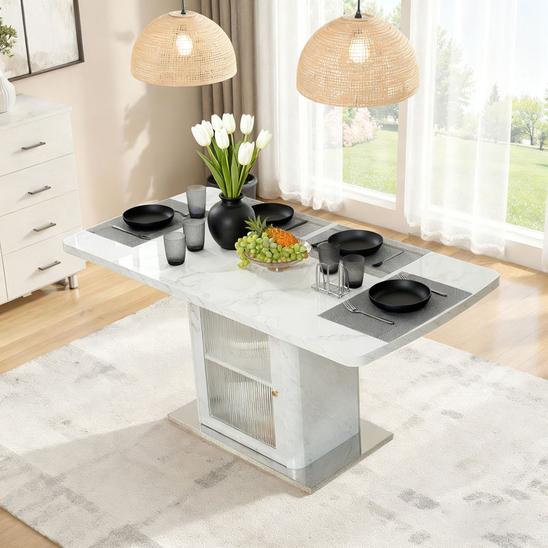 Table de salle à manger moderne, Blanc