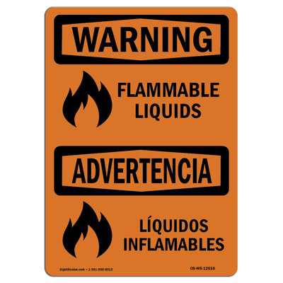 Flammable Liquids Bilingual Aluminum Sign 12 x 18