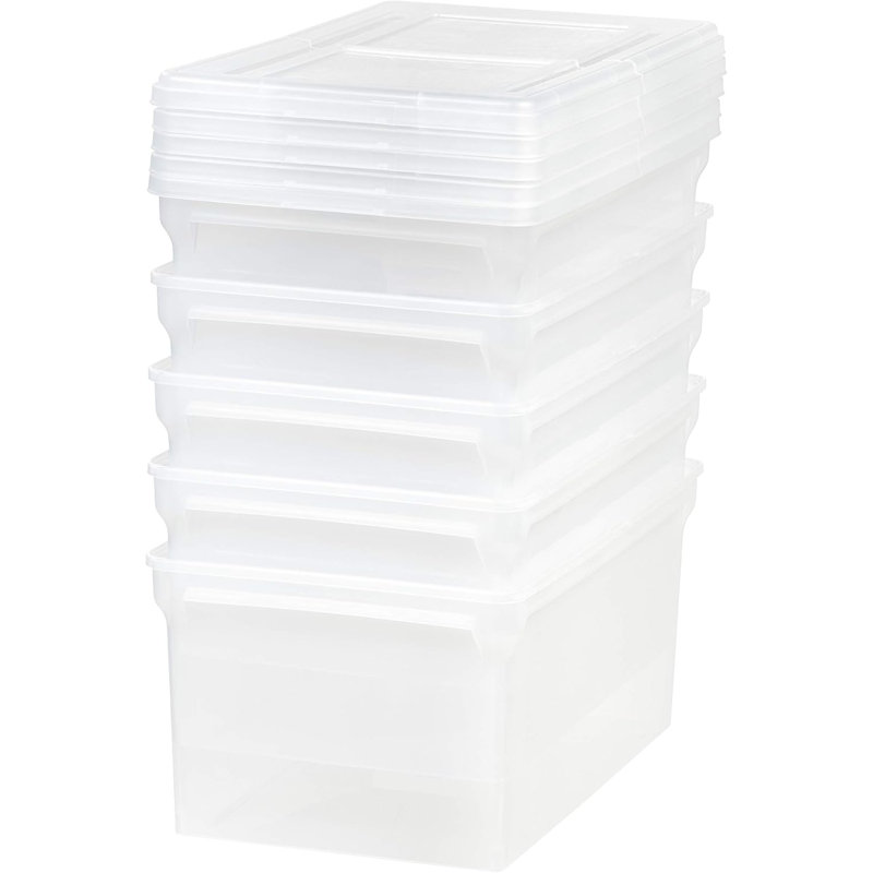 Organisateur de dossiers avec couvercle à charnières pour dossier à lettres, boîte de documents importants, bac de rangement en plastique