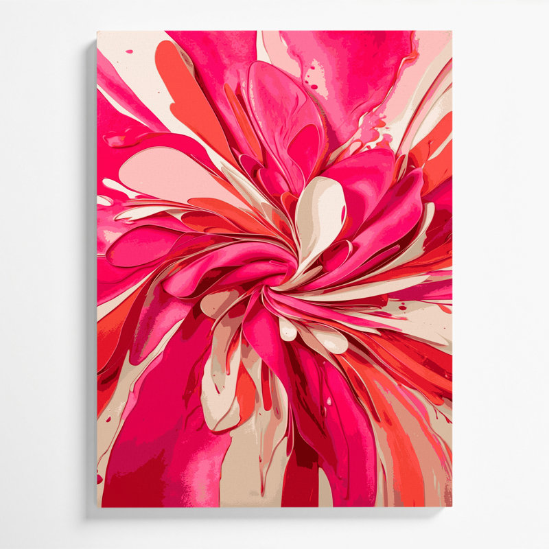 Abstrait aquarelle sur toile rose, H 14 po x l 11 po