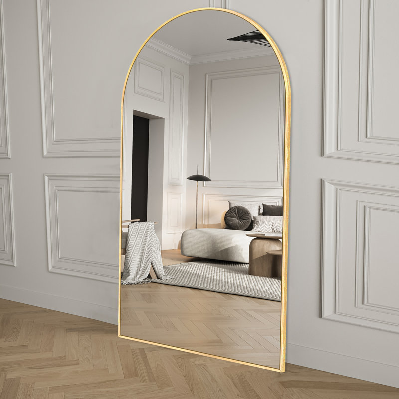 Large Arch Full Length Mirror with 3 Mounting Method, 71" x 32", Brushed Gold