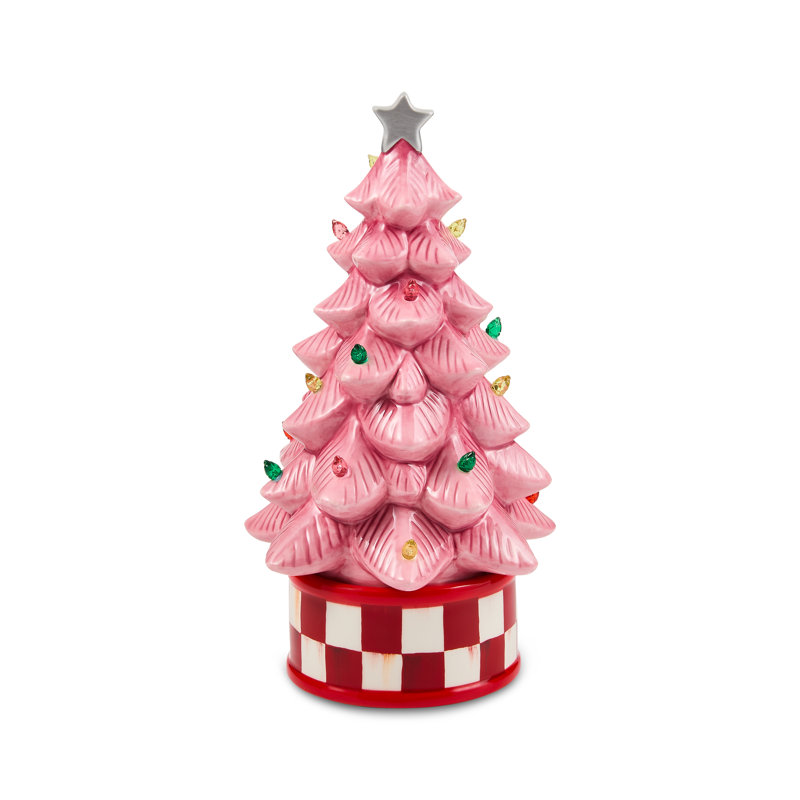 Pink Illuminated Ceramic Retro Tree