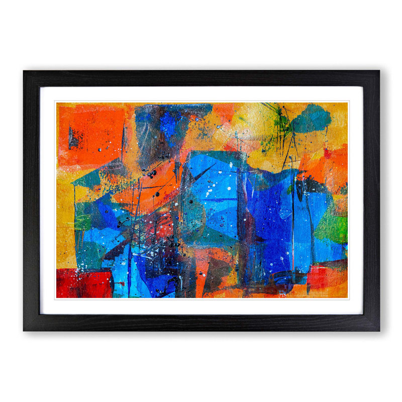 Abstract Art Painting Vol.333 by S.Johnson - Framed Print, Black Framed, 36cm H x 48cm W x 2cm D