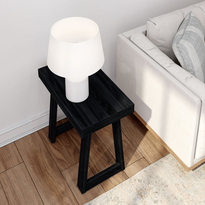 Camy Solid Wood End Table, Black Wirebrush