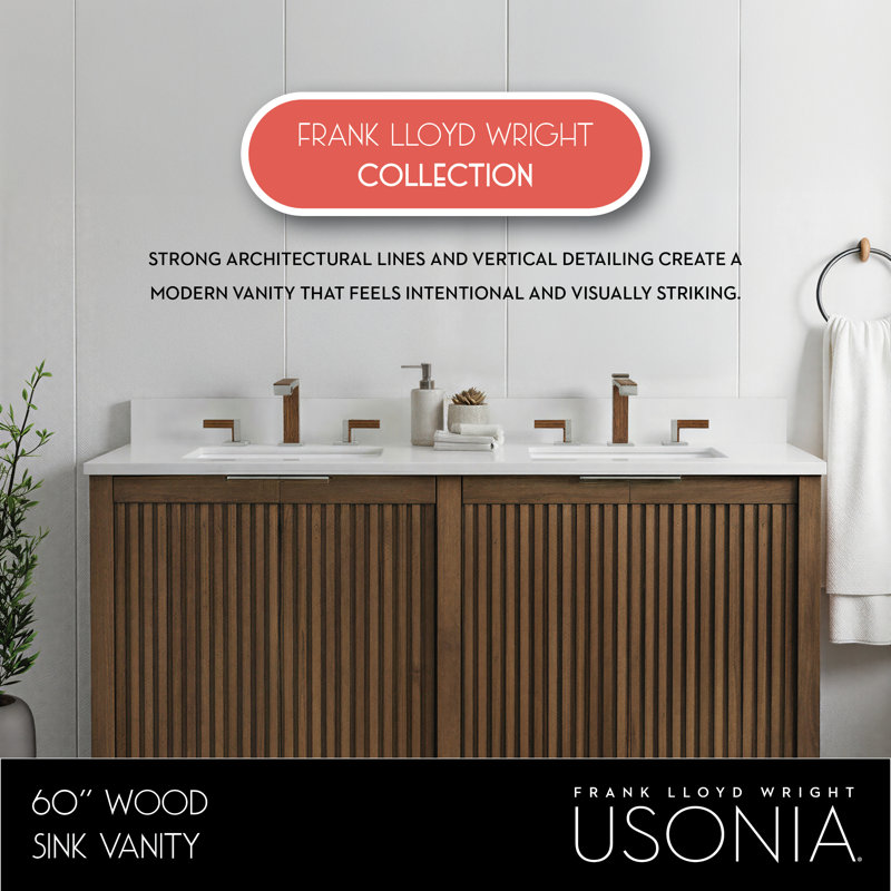 Through Lines 60" Double Bathroom Vanity, Brown