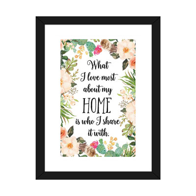 " What I Love Most About My Home Is Who I Share It With " by Eden Printables