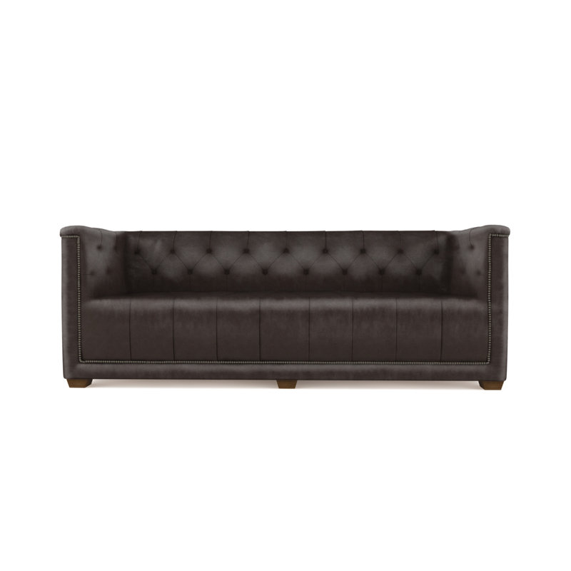 72'' Velvet Sofa, Chocolate Genuine Leather, 84"