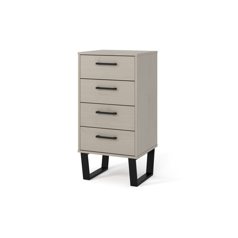 Frankenberry Industrial Design 4 Drawer Narrow Compact Chest of Drawers, Grey
