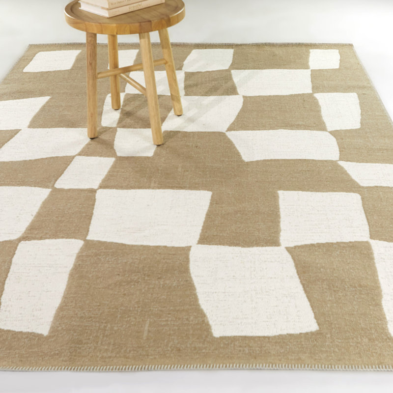Craton Rectangle Craton Area Rug in Tan/White, Rectangle 7'10" x 10'