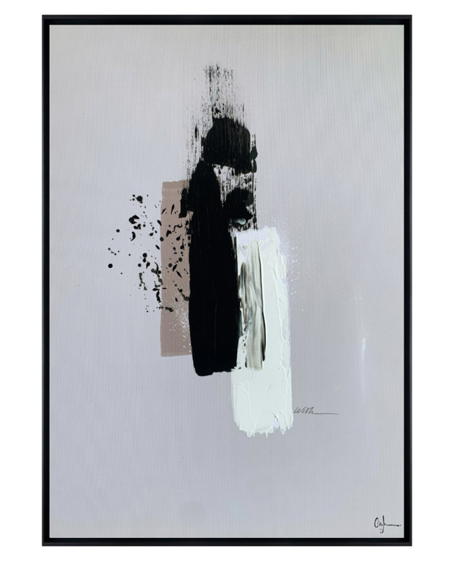 Velora Single Picture Frame Painting on Wood, 130 cm H x 100 cm W, Black
