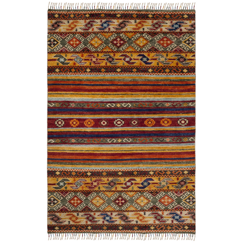 Tapis jaune en laine, viscose et coton Nomad, Rectangle 9 pi x 12 pi