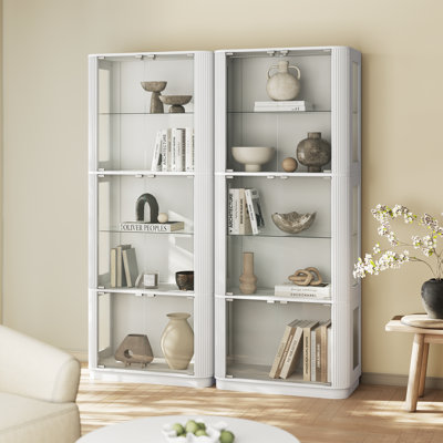 Vitrine moderne minimaliste à DEL 3 couleurs, incurvée et cannelée (paquet de 2)