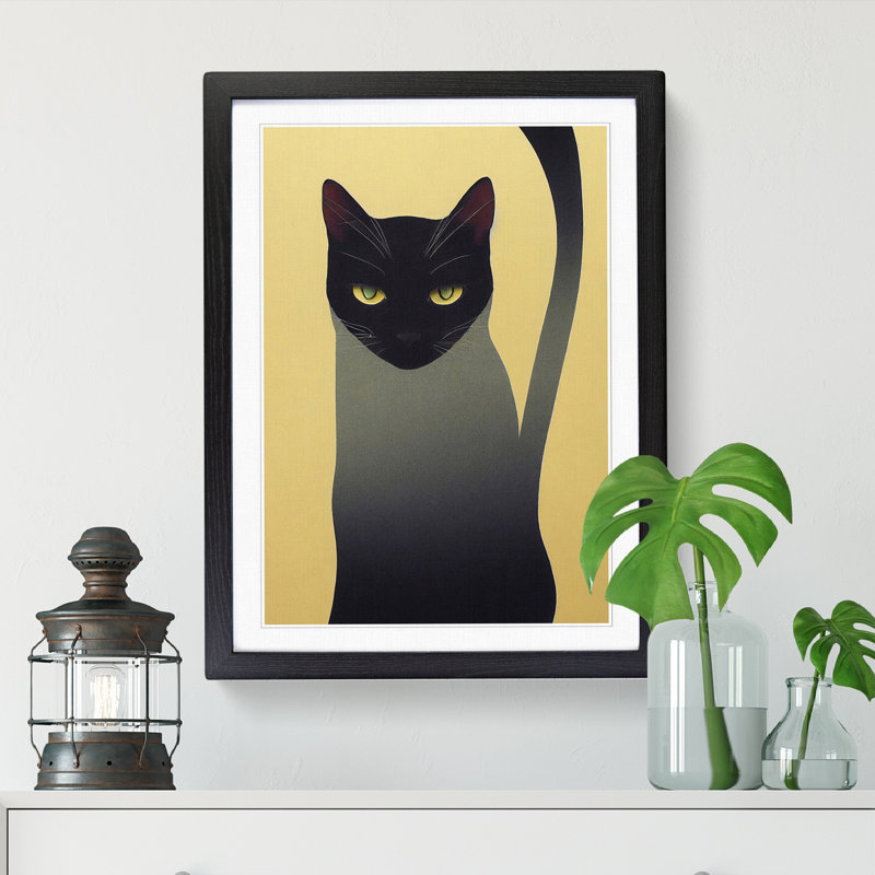Cat Conceptual Art - Picture Frame Print, 34cm H x 25cm W, Walnut Framed