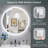 Bathroom Round LED Mirror with Backlit, Anti Fog Lighted Vanity Mirror with Stepless Dimmable, ETL Listed, IP54 Waterproof, CRI90+, HD Tempered Glass-1070798983