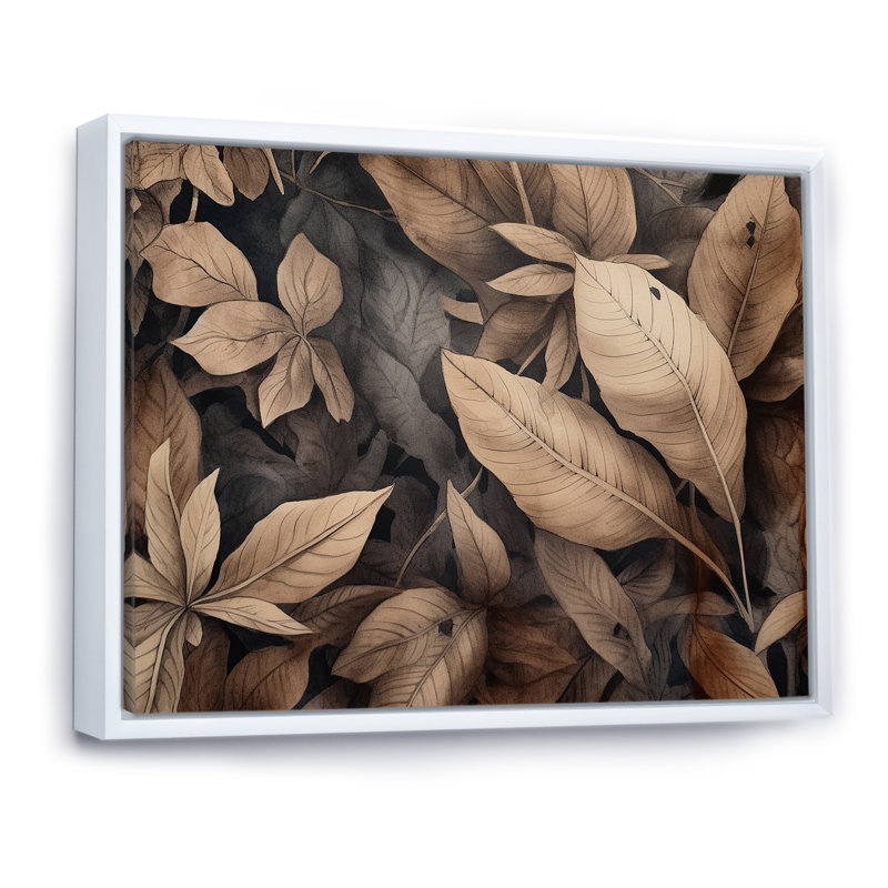 " Brown Foliage Harmony ", White Floater Framed, 12" H x 20" W x 1" D