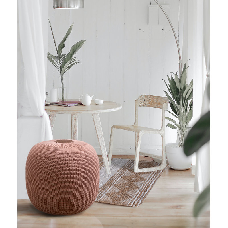 Handmade Acrylic Pouffe, Orange, 15.7 x 15.7 x 17.7 inches | 100% Acrylic Fabric, Soft Polyester Filling | Perfect for Living Room, Bedroom, or Outdoor Seating, Stylish and Versatile Accent Piece