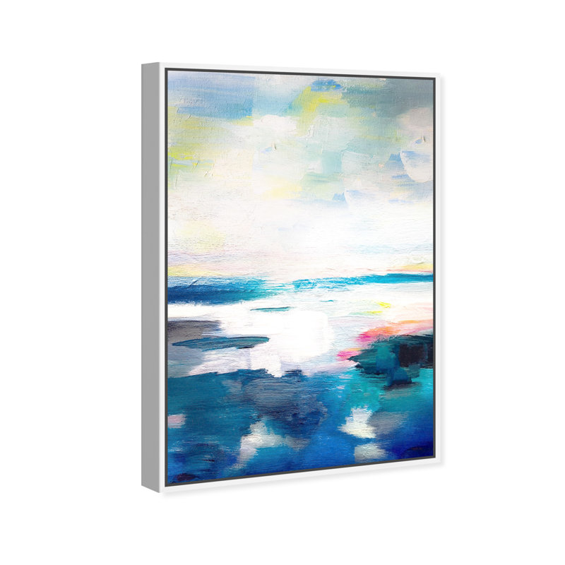 «Abstract Flow due» - Peinture, Toile blanche encadrée, H 45 po x l 30 po