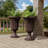2-Pack Brown Classic Trophy Pedestal Planters, 23.6" H Weather-Resistant HDPE Outdoor Urn Pots with Stable Solid Base-116832555