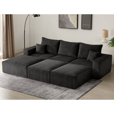 Boneless 113''Free Combination Sectional-No Assembly Required Sofa, 3 Seat Sleeper Sofa Bed Couches