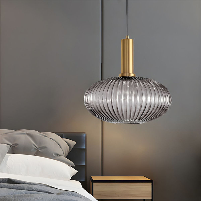 Luminaire suspendu en laiton 1 lumière Salicia, Gris