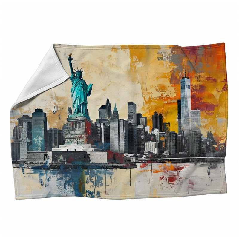 Jeté en molleton Cityscape - Couvertures douces Urban Warm - Jetés pour canapé, lit et chaises, L 50 po x L 60 po