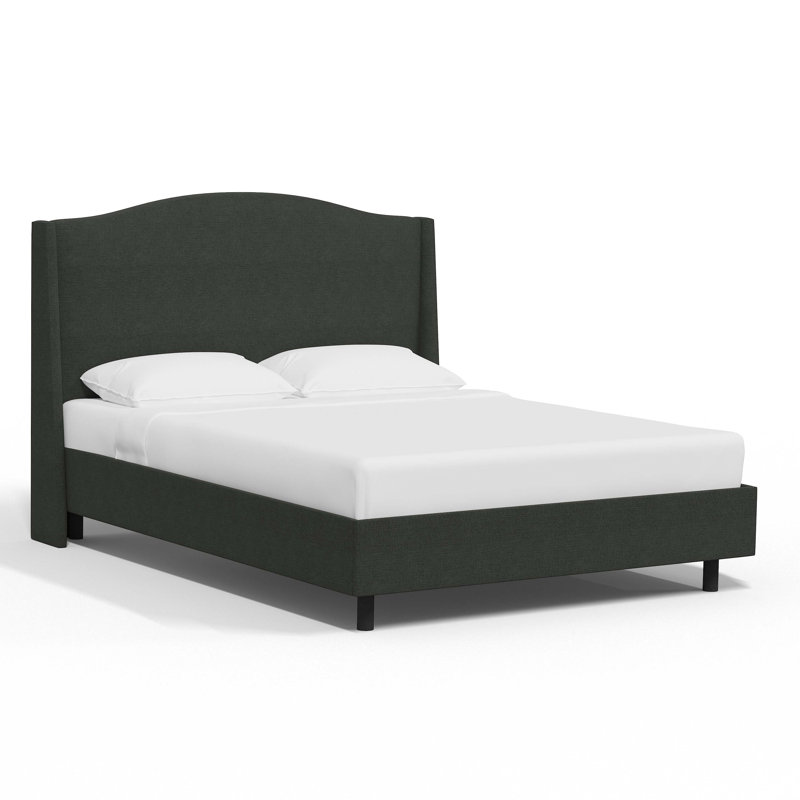 Cealie Upholstered Wingback Bed, Classic Black Linen, California King