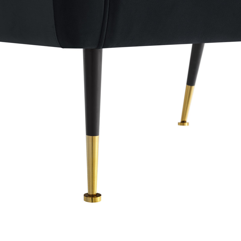 Chaise d'appoint rembourrée avec pieds dorés, Velours noir