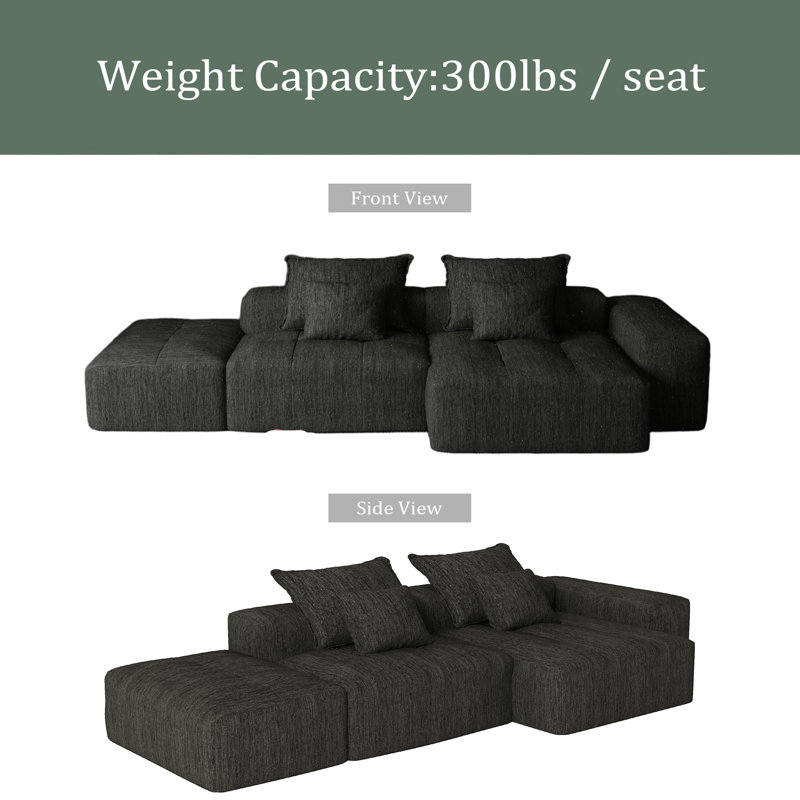 Canapé modulaire surdimensionné Modern, Chenille noir