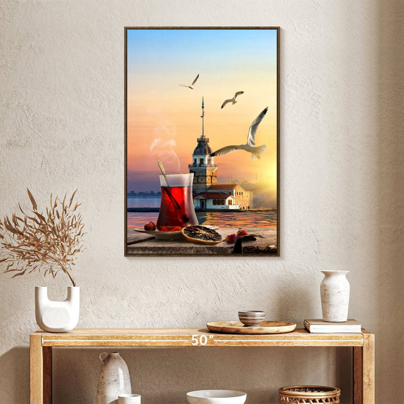 Turkish Tea By The Coast, 25" x 37", Floating Frame Walnut